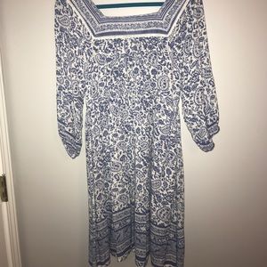 Mid-length Blue Patterned Dress